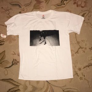 Unisex White T with Skateboard photograph